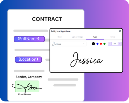 Step 2 image to illustrate how to eSign Contracts - Place signature and date fields in BoloSign's tutorial