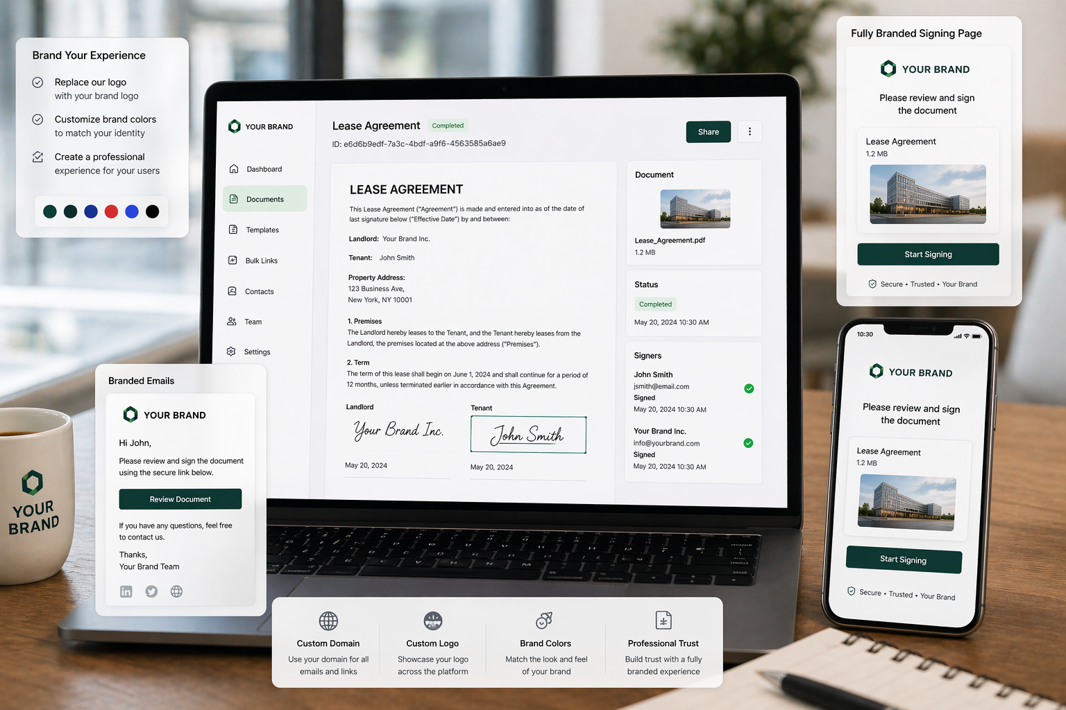 Custom Branding: Your logo, your colours, your brand - on every signing experience | BoloSign