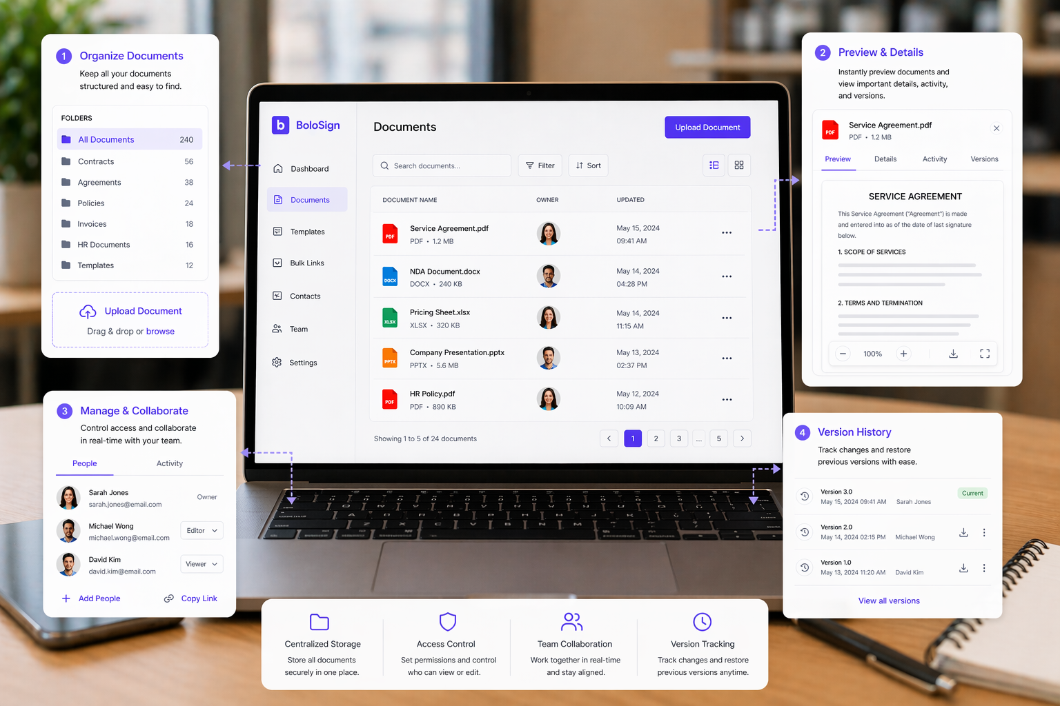 Document Management: Store, organise, search, and retrieve all signed documents in one place | BoloSign
