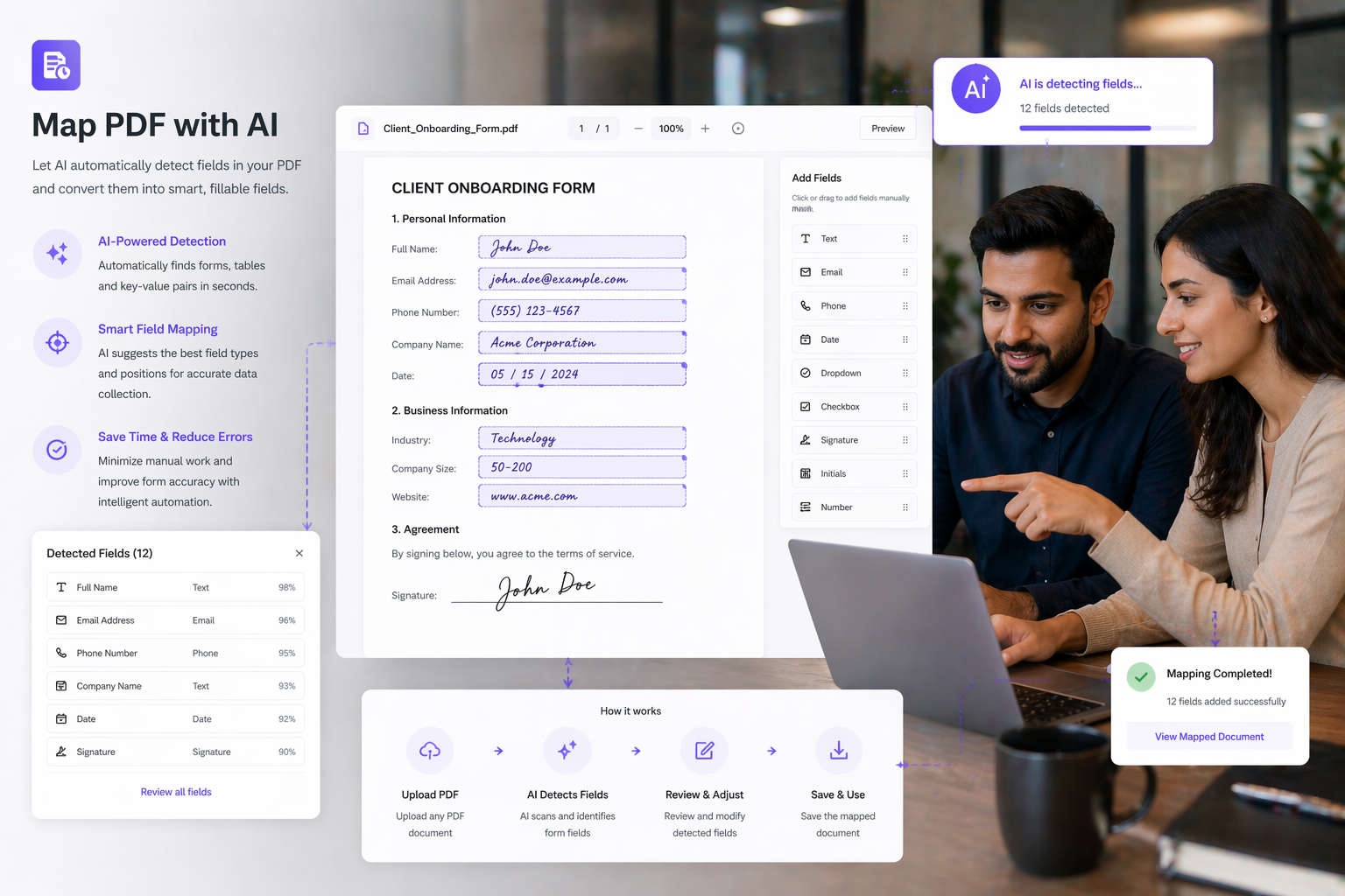 Map PDF AI: AI auto-maps form fields to your PDF in 30 seconds - no manual placement | BoloSign