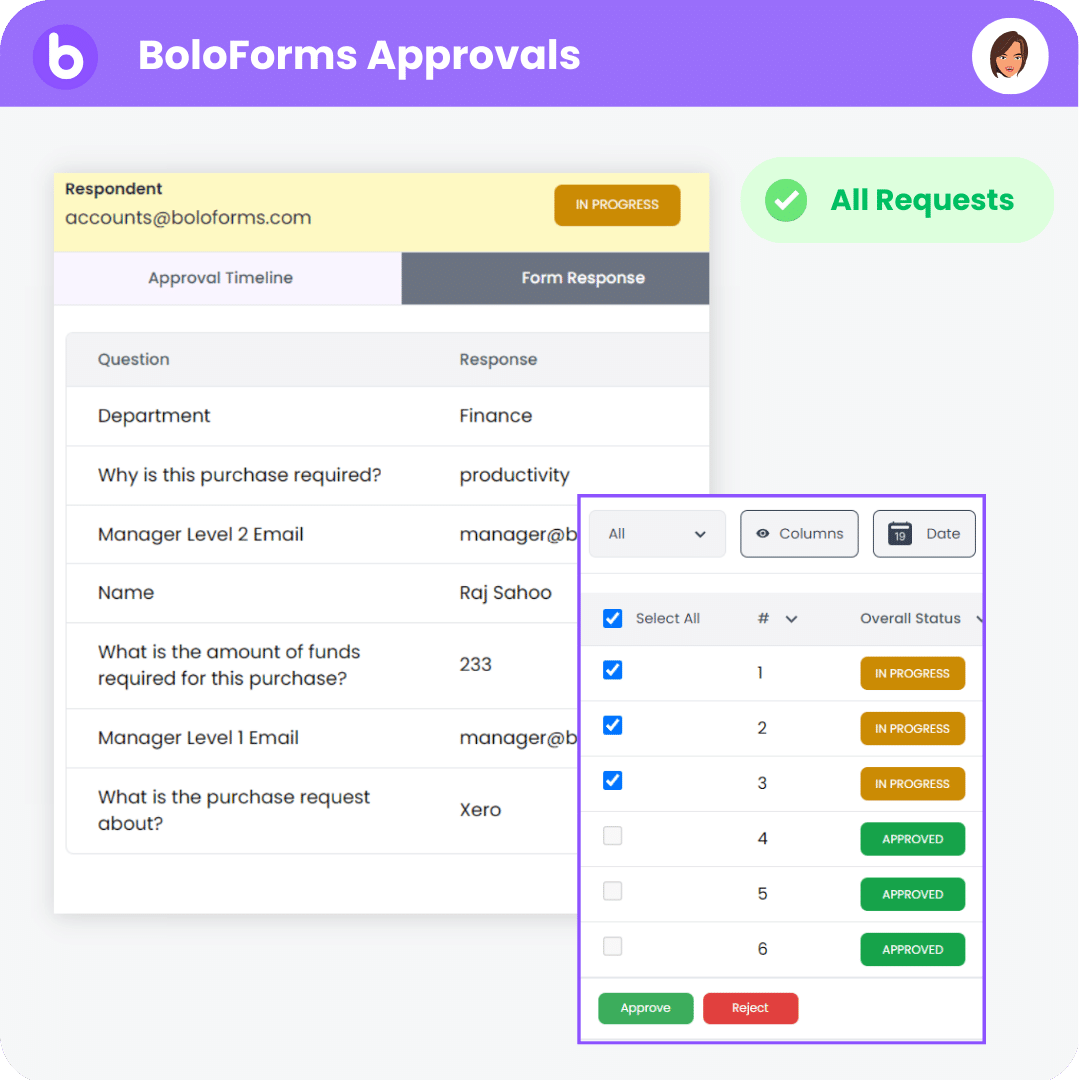 BoloForms Dashboard for Approval Workflow